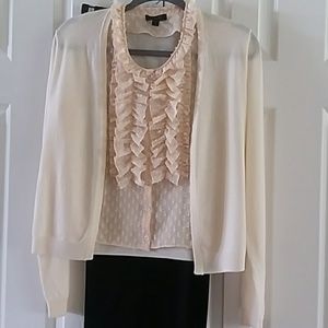 J Crew Ivory Cardigan Blouse Combo
